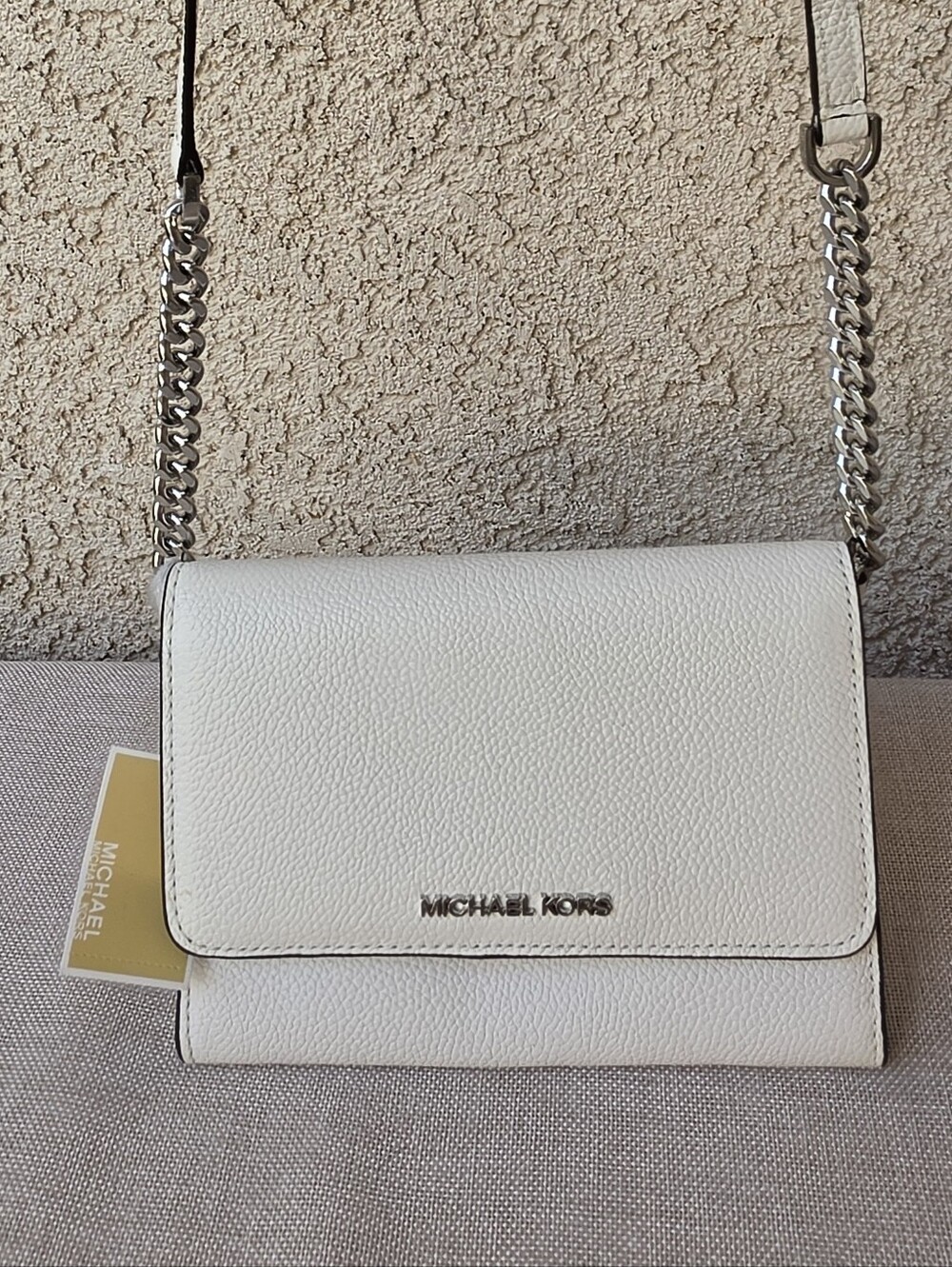 Michael Kors Jet Set Travel Small White Leather Crossbody Bag Handbag NWT